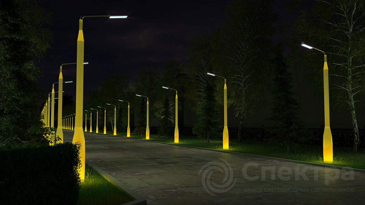 Yellow lighting street poles
