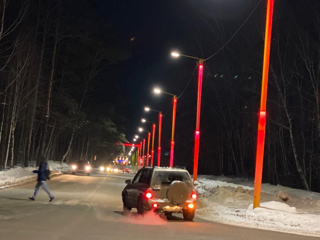 Светящиеся RGB опоры для улицы Каптюга г. Новосибирск